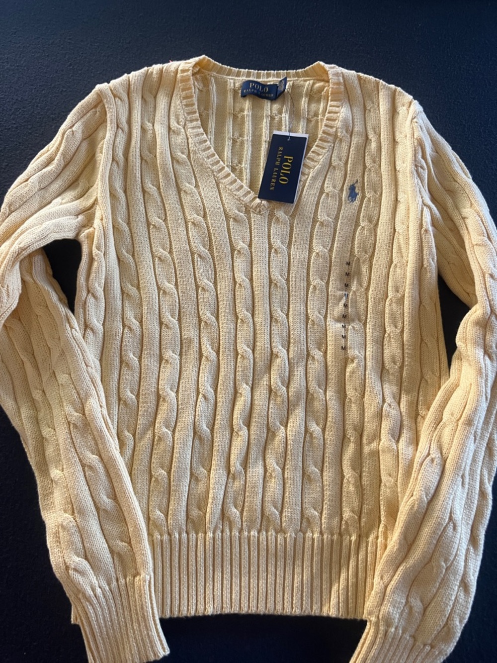 Polo by Ralph Lauren Women's Cable Knit V-Neck Sweater - Pale Yellow